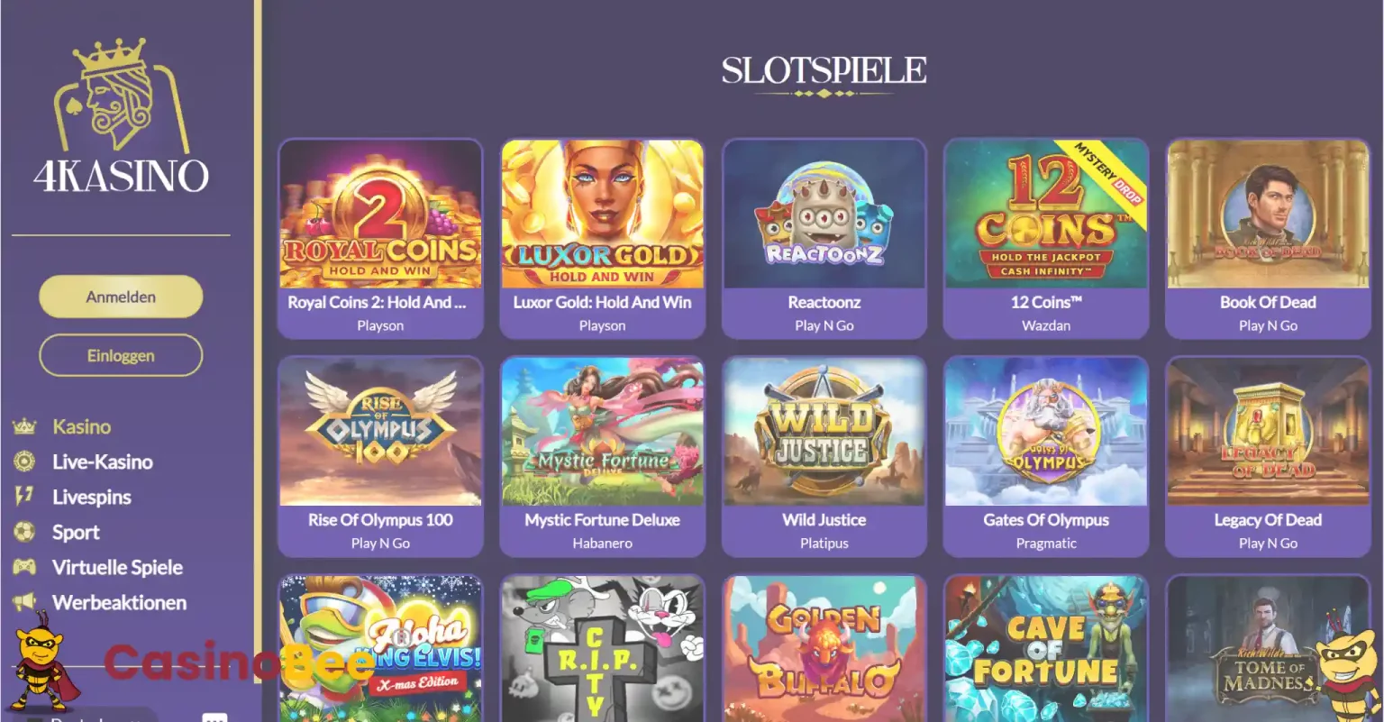 Spiele im Angebot bei 4Kasino Casino